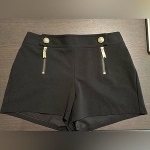 Express Zip-Up Gold Zipper Black Stretch Shorts in Size 0 (Like New!)